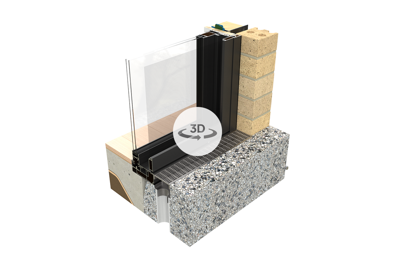 Commercial Series Sliding Door Interactive 3D Render